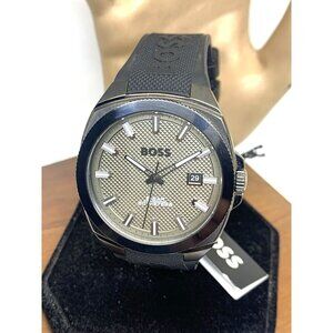 Hugo Boss Men's Watch 1514140 Quartz Olive Green Dial Black Rubber Band 41mm